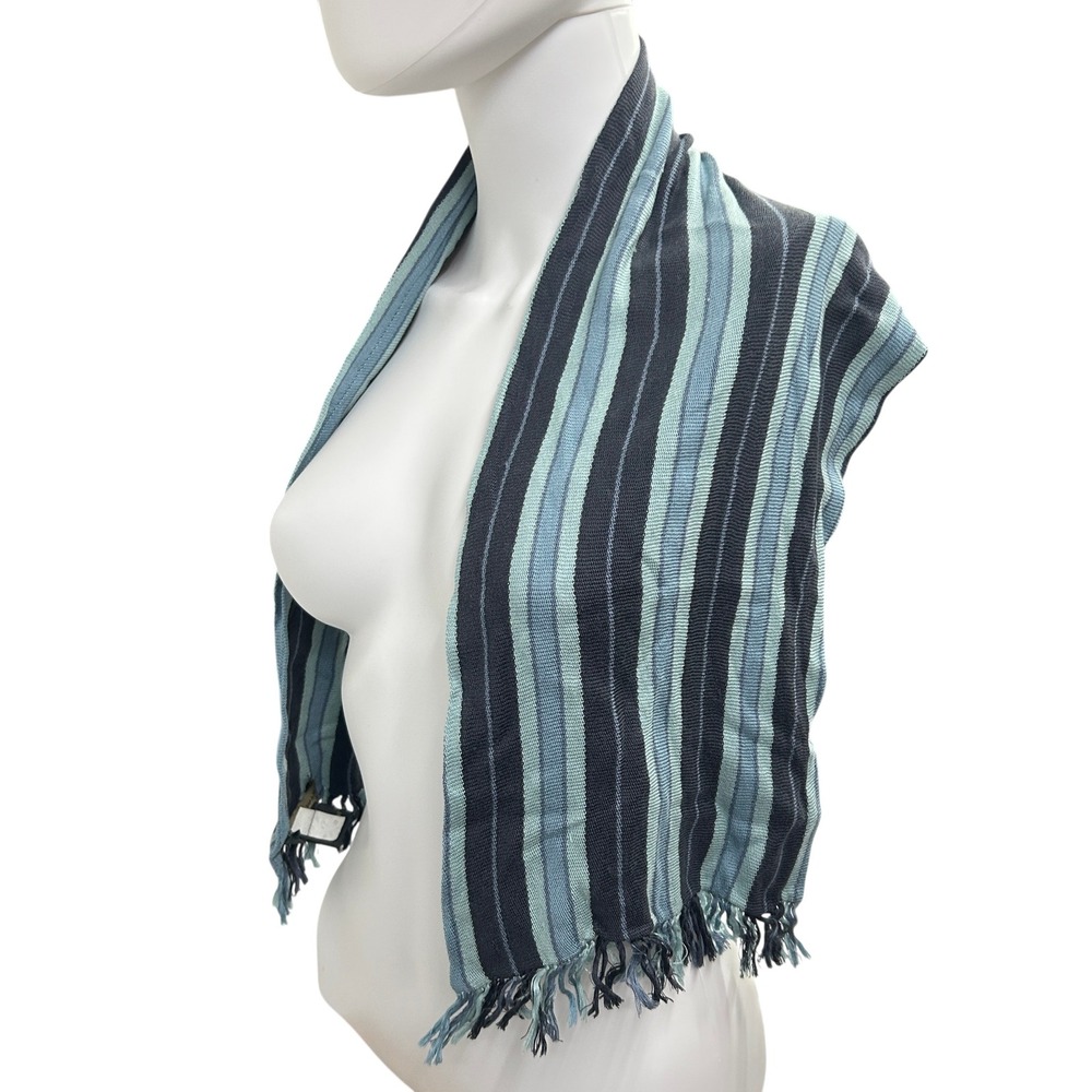 Banana Republic 100% Silk Striped Scarf Blue Navy Coastal Quiet‎ Luxury Wrap
